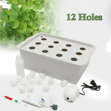 12 Holes Plant Site Hydroponic System Grow Kit Bubble Indoor Cabinet Box