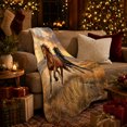 thumbnail image 3 of Autumn Horse Gallop Sunset Scene, Rustic Farmhouse Horse Scene, Warm Flannel Blanket for Ranch House and Living Room, Horse Lovers Thanksgiving Gift, Rustic Home Decor, 3 of 9