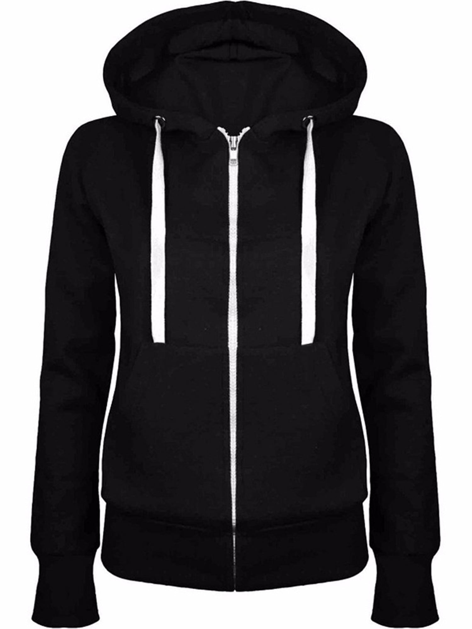 Yayu Womens Front-Zip Casual Solid Color Workout Hoodies Hooded Sweatshirt Jackets