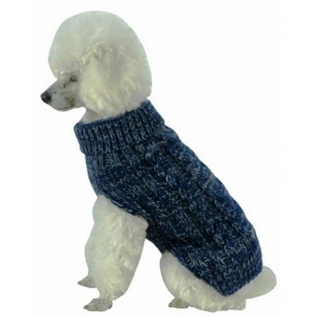 UPC: 0858342021975 | Pet Life SW17DBLMD Classic True Blue Heavy Cable Knitted Ribbed Fashion Dog Sweater- Medium