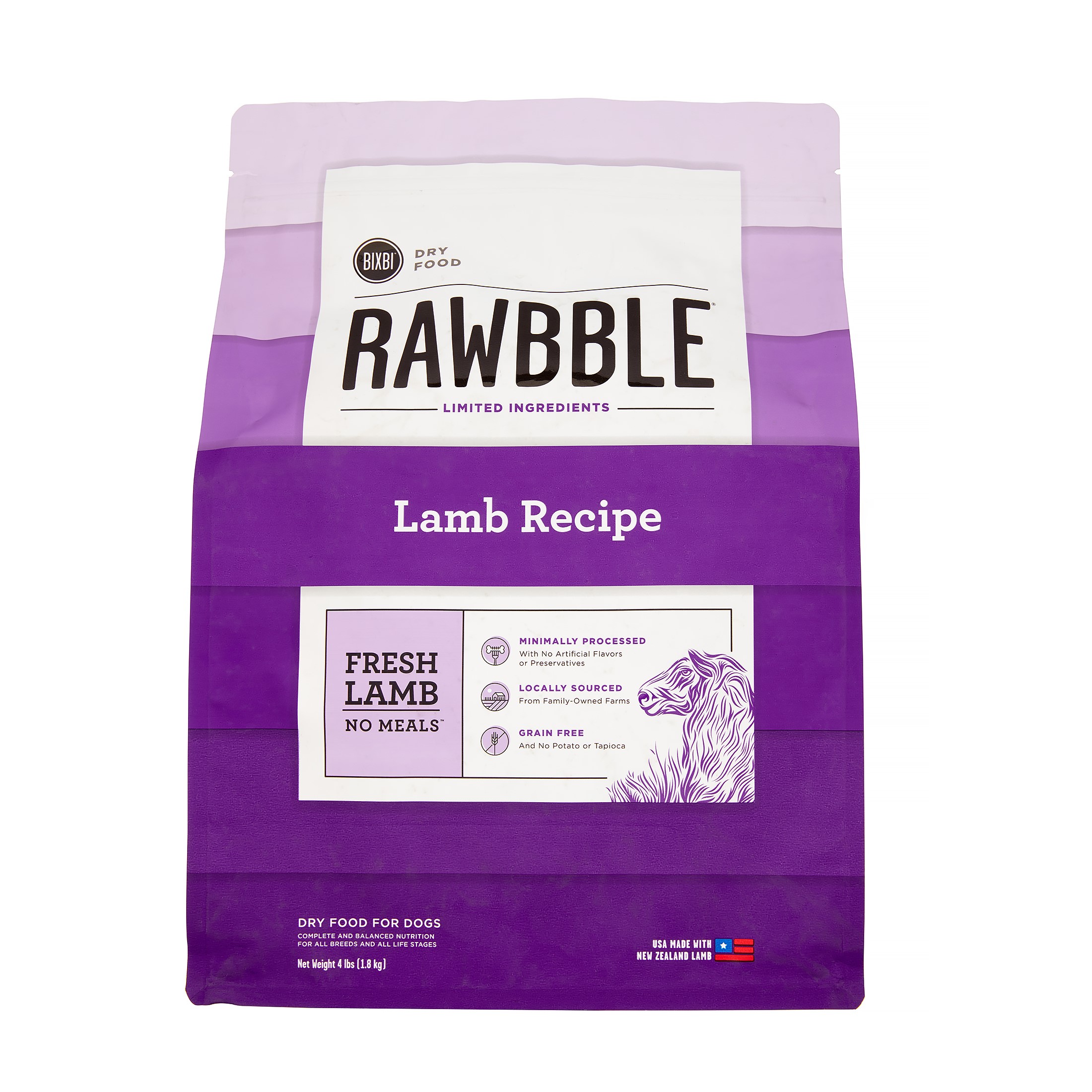 Rawbble Limited Ingredients GrainFree Lamb Recipe Dry Dog Food, 4 Lb