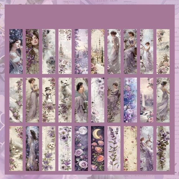 60Pcs Romantic Floral Book Bookmarks Sets Paper Memo Bookmarks for Reading Marker Rectangle Plum 150x40mm