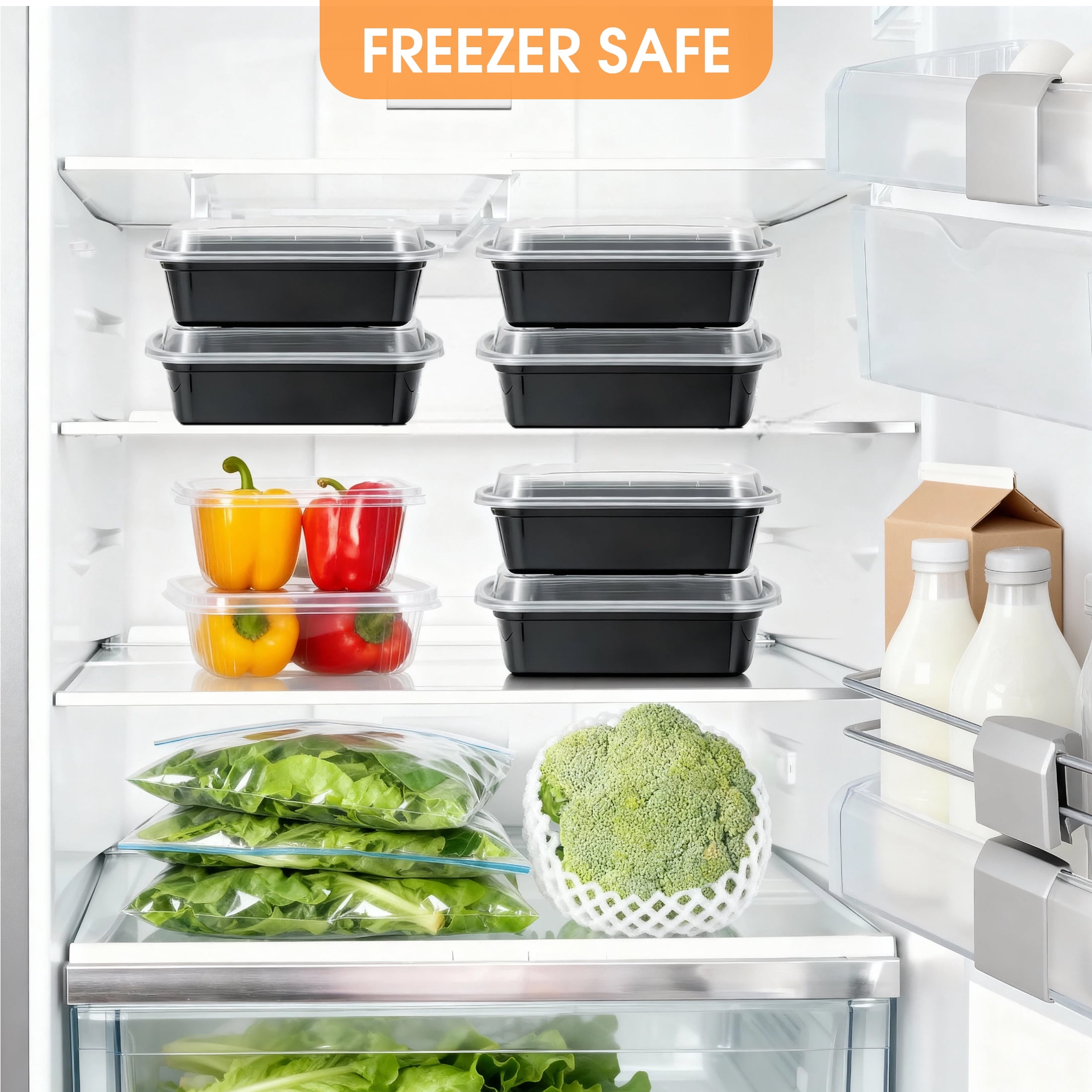 GARITIN Meal Prep Containers 15 Pack, Plastic Disposable Food Storage Containers with Lids for Food, Microwave Safe To Go Take Out Lunch Containers, 30-Piece