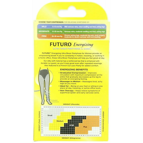 FUTURO Energizing Ultra Sheer Pantyhose Women French Cut Mild Nude, 4-Pack