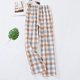 thumbnail image 1 of Pantalones de pijama sueltos de algodón a cuadros para mujer y hombre, pantalones de dormir, ropa de salón, primavera y verano, novedad, 1 of 4