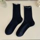 thumbnail image 1 of Nvzi 3 pares de calcetines de algodón para mujer, calcetines de vestir finos, suaves, cómodos y transpirables, calcetines por encima del tobillo para negocios (negro), 1 of 2