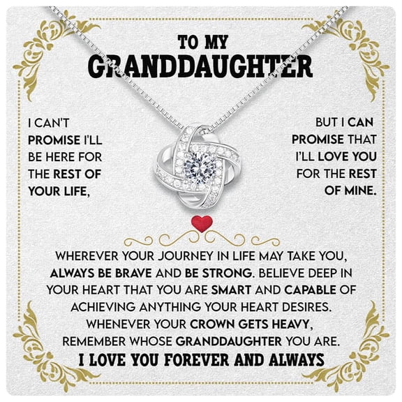 Granddaughter From Grandma Grandpa - To My Granddaughter Necklace With Heartfelt Message & Elegant Box, Jewelry Birthday, Graduation, Valentines, Mothers Day, & More #1334, White Love Knot Necklace