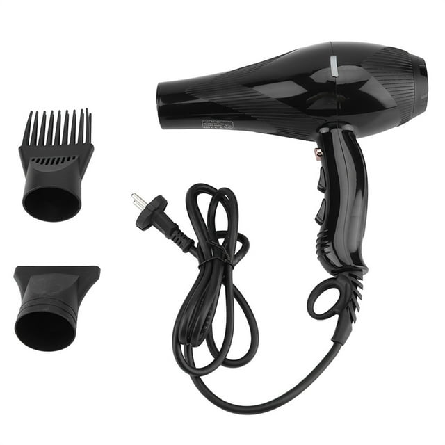 Séchoir 3000W 220V, Séchoir à Cheveux, Salon de Coiffure pour la Maison en Noir avec Poignée Ergonomique et Trois Boutons de Contrôle pour la Vitesse, la Température et le Vent Froid. Comprend Deux Embouts de Buse : une Buse de Rassemblement et une Buse Libre. Conçu pour la Coiffage avec Technologie d'Équilibre Thermique et Soin des Cheveux à Température Constante de 57 °C. Comprend un Câble d'Alimentation Rotatif à 360 Degrés et un Anneau de Suspension pour un Rangement Facile.
