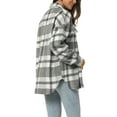 thumbnail image 3 of INSPIRE CHIC Womens' Fall Winter Button Front Closure Long Sleeve Plaid Jacket with Pockets XL Black, 3 of 6