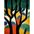 thumbnail image 1 of Simple Autumn Trees Orange on Blue Minimalist Matisse Style Painting Unframed Wall Art Print Poster Home Decor Premium, 1 of 4