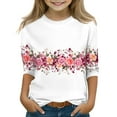 thumbnail image 2 of Drmagiyhm Pink 3/4 Sleeve Shirt for Girls Size 10-12 Cute Crewneck Shirt Floral Print T-Shirt Casual Fall Winter Girl Tees 12-14 Years, 2 of 3