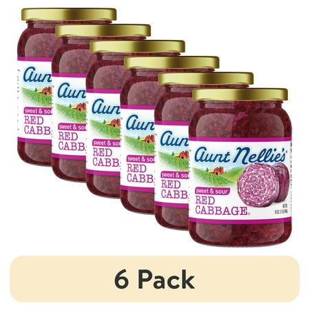 (6 pack) Aunt Nellie s Sweet & Sour Red Cabbage Jar 16 oz