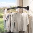 thumbnail image 3 of CHAHUANV Wall Mounted Clothes Drying Rack, Collapsible Laundry Drying Rack, Retractable Foldable Drying Rack Clothing for Hanging Clothes,Black-Hooks, 3 of 8