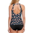 thumbnail image 2 of Women's Printed Tankini Top - High Elasticity Slim-Fit Swimsuit with Removable Straps & Cups, Perfect for Beach & Pool Parties，Flags, 2 of 7