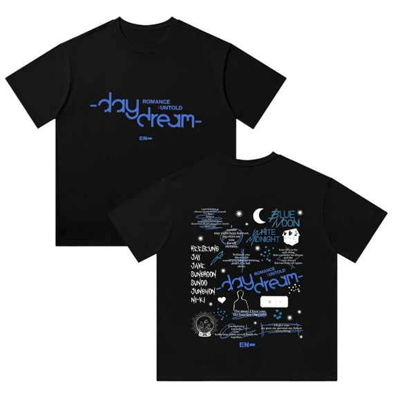 ENHYPEN Cotton retro washed T-shirt cosplay men's and women's fashionable short sleeved T-shirt street wear