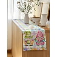 thumbnail image 5 of Table Runner 72 Inches Long for Kitchen Dining, Watercolor Floral Gnomes Dresser Scarf Farmhouse, Dining Table Decorations for Wedding/Parties, Spring Flowers Butterflies Grid 14 x 72 In, 5 of 8