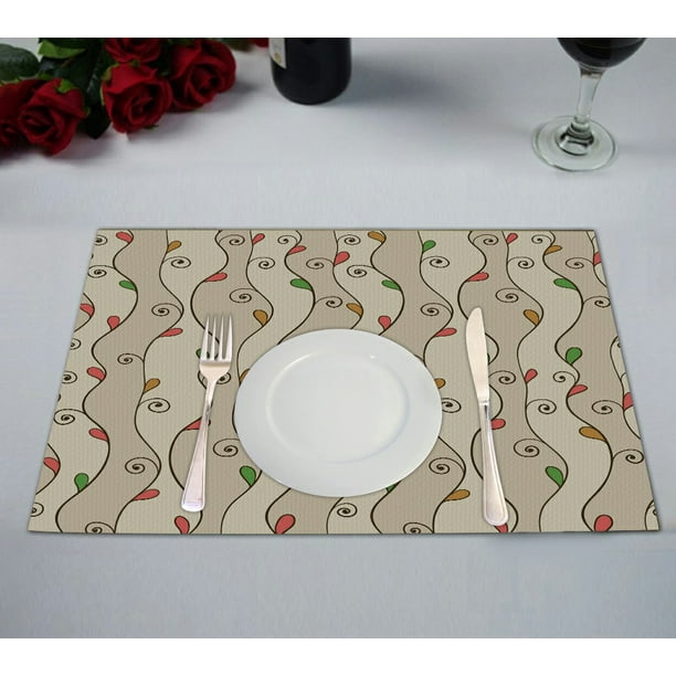 ECZJNT Abstract Elegant Floral Placemat Table Mat Cup Mat 12x18 inch