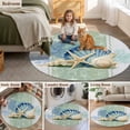 thumbnail image 5 of Blue Coastal Starfish Round Area Rug 7Ft Washable Circle Rugs for Dorm Laundry Room, Grey Sage Green Nautical Coral Summer Non-Slip Carpet Floor Mats Indoor Outdoor Carpet Runner Aesthetic Home Decor, 5 of 8