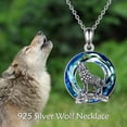 thumbnail image 5 of MYSTICPOEM Wolf Necklace Gifts for Men Women Sterling Silver Opal Moon Wolfs Jewelry Birthday 18+2", 5 of 10