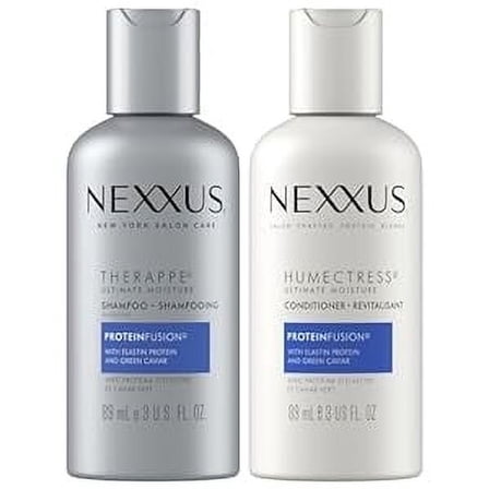 Nexxus Therappe Shampoo and Humectress Conditioner, Travel-Size â€“ Ultimate Moisture for Dry Hair with Elastin Protein and Green Caviar, 3 Oz Ea