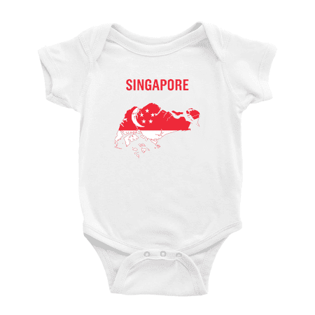 

Singapore Map Flag Baby Rompers Newborn Clothes Outfits (White 3-6 Months)