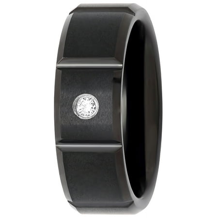 Men's Black IP Tungsten 8MM Diamond Accent - Mens Ring