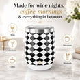 thumbnail image 3 of Biddlebee 12oz Stainless Steel Insulated Wine Tumbler, Black & White Check, 3 of 10