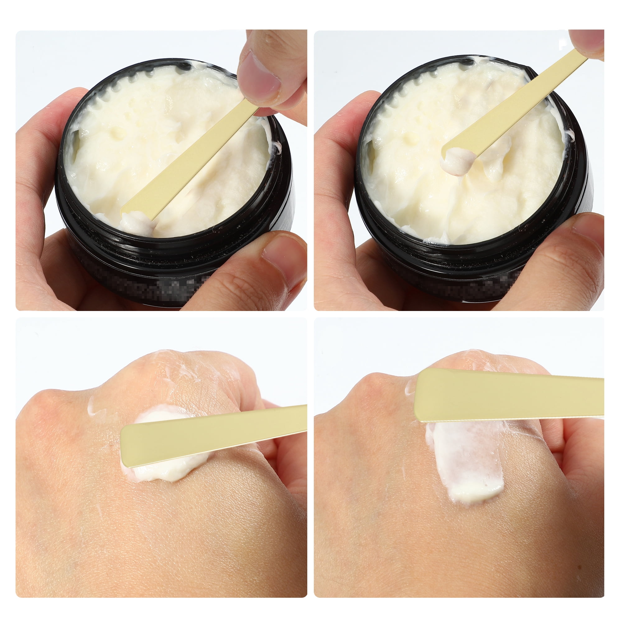 Unique Bargains 2pcs Flat Shape Mini Makeup Cosmetic Spoon Gold Tone