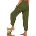 thumbnail image 4 of Babysbule Women's Solid Straight Pants Casual Loose Trouser Wide Ninth Pants Cotton And Linen Pants, 4 of 9