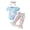 Sky Blue, variant on Zehjuhan Infant Girl Easter Bunny Print 3-Piece Outfit Short Sleeve Triangle Romper Flared Pants Headband Pink,0-3M