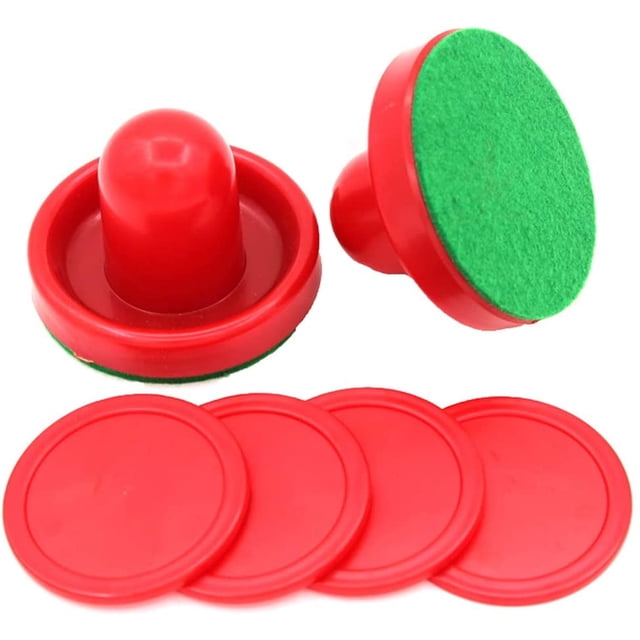 1 Ensemble de Mini Pousseurs de Hockey sur Air et de Rondelles de Hockey sur Air, Excellents Poignées de But, Pousseurs Poignées de But, Palettes Accessoires de Remplacement pour Tables de Jeu 60 mm, Rouge (2 Attaquants, 4 Rondelles)