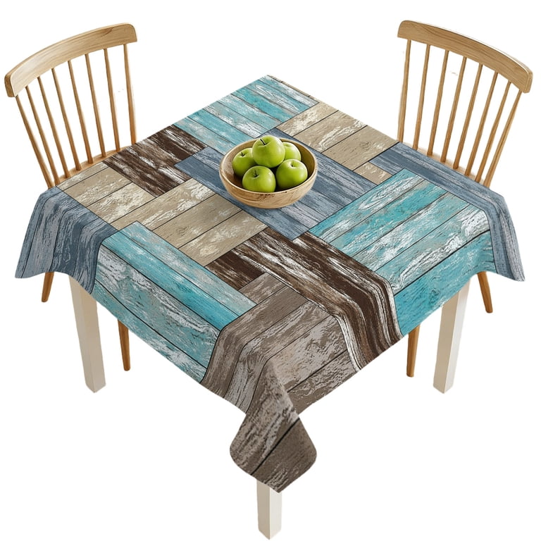 Square Tablecloth-60x60in,Farm Wood Borad Colorful Waterproof Table ...