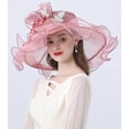 thumbnail image 3 of Women Oganza Sun Hat Church Wide Brim Wedding Formal Fascinator Hat, 3 of 6