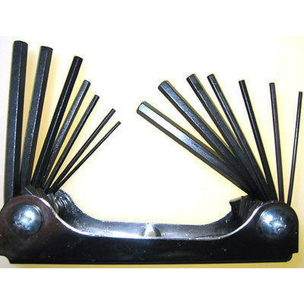 14 Piece SAE and Metric Folding Pocket Hex Key Allen Wrench Fold Up
