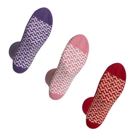 Red Wool Socks (Noble Health Care Diabetic Anti Skid Hospital Slipper Socks Women's 9-11, Purple, Pink, Red (3)