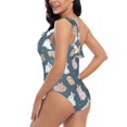 thumbnail image 5 of Yiaed Cute Rabbit Print Women One Piece Swimsuits Tummy Control One Shoulder Bathing Suits Pattern Ruffle Swimwear-Large, 5 of 8