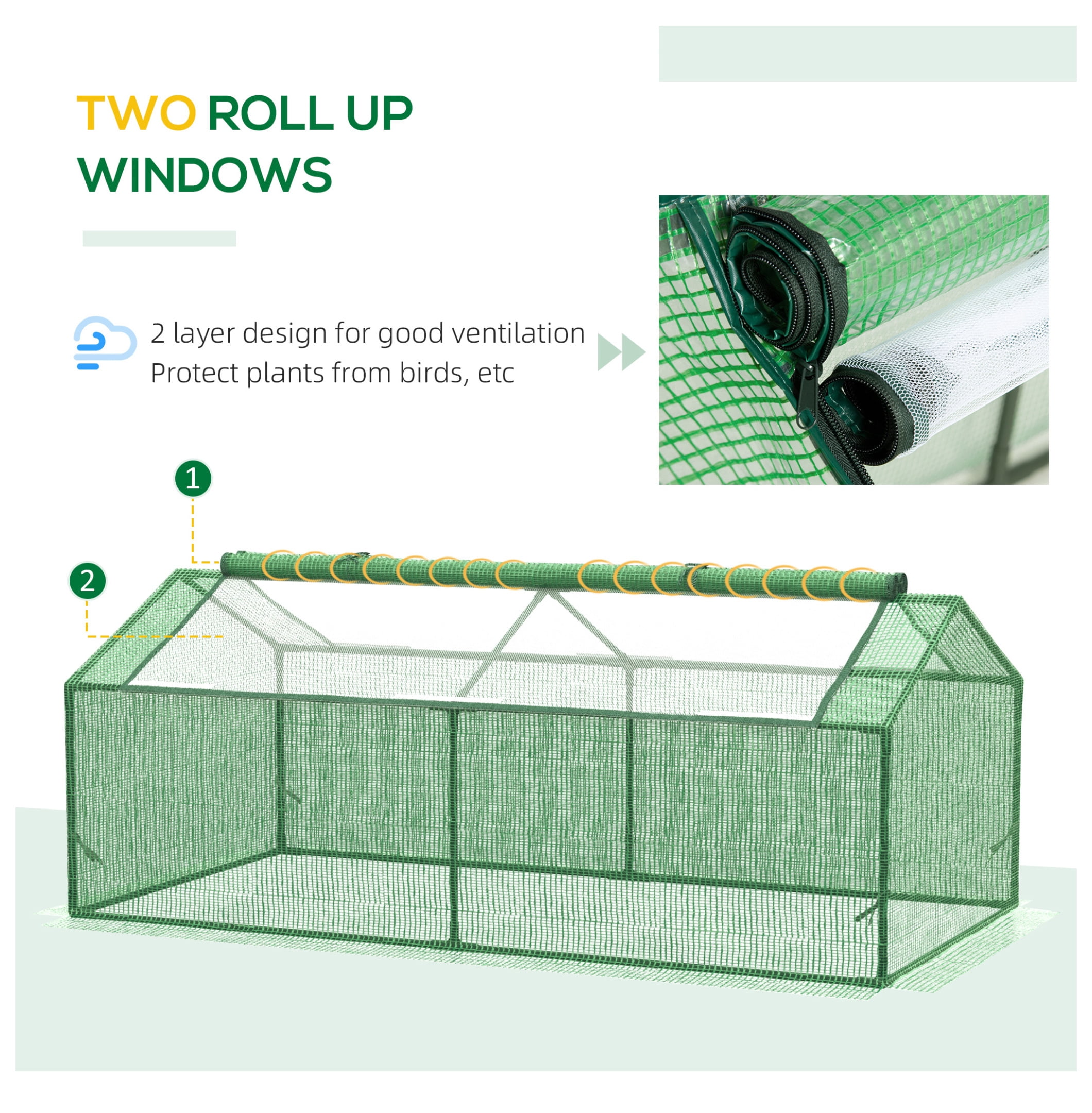 71" x 36" x 28" Mini Greenhouse Portable Hot House for Plants with Large Zipper Windows for Outdoor, Indoor, Garden, Green
