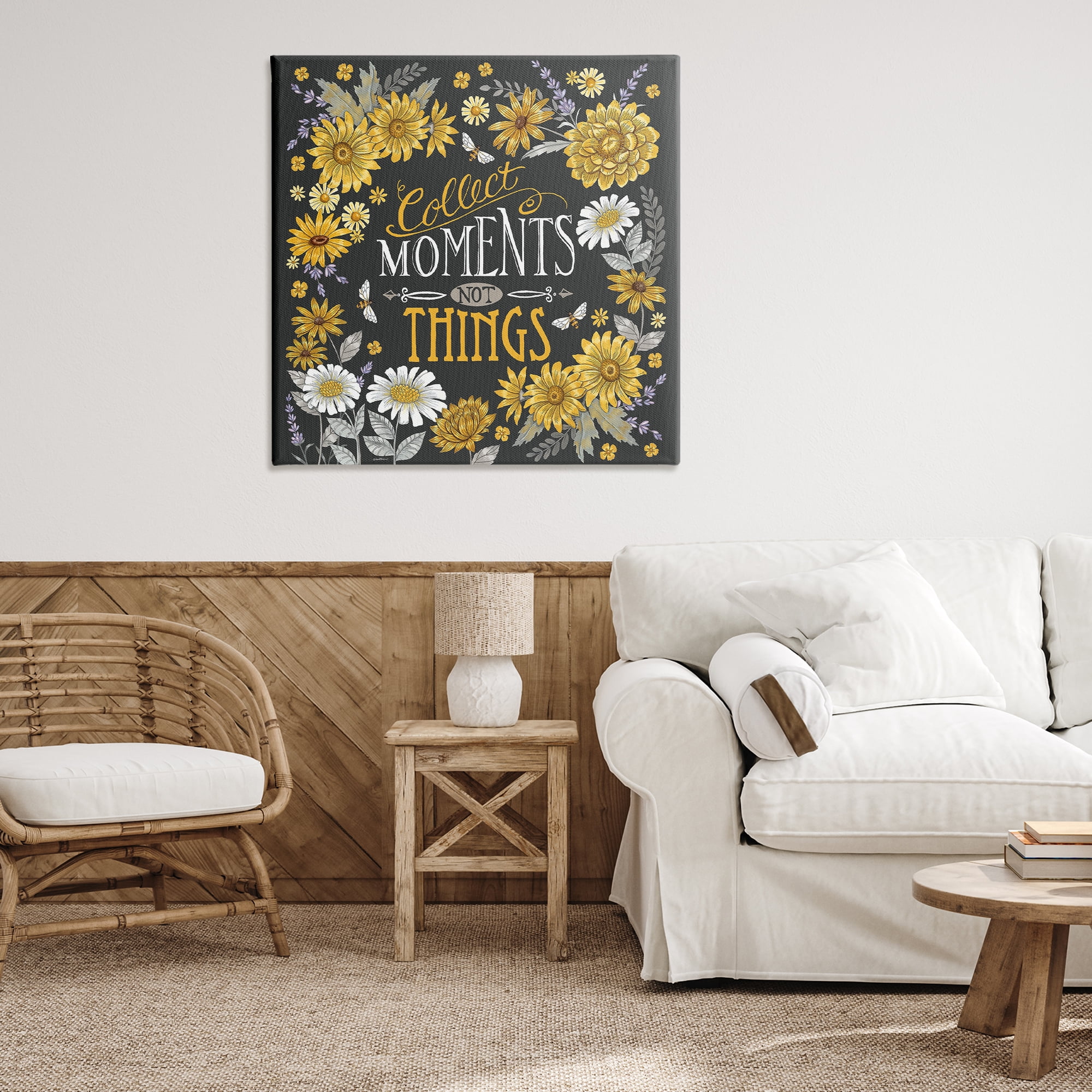 Stupell Industries Collect Moments Not Things Plants & Flowers Painting Wrapped Canvas Art Print Wall Art, 36 x 36