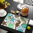 thumbnail image 4 of Marine Ocean Starfish Table Mats Set of 4, Flax Heat Resistant and Wrinkle Free, Coral Pattern Nautical Coastal Decor, Machine Washable for Beach Inspired Dining, 4 of 6