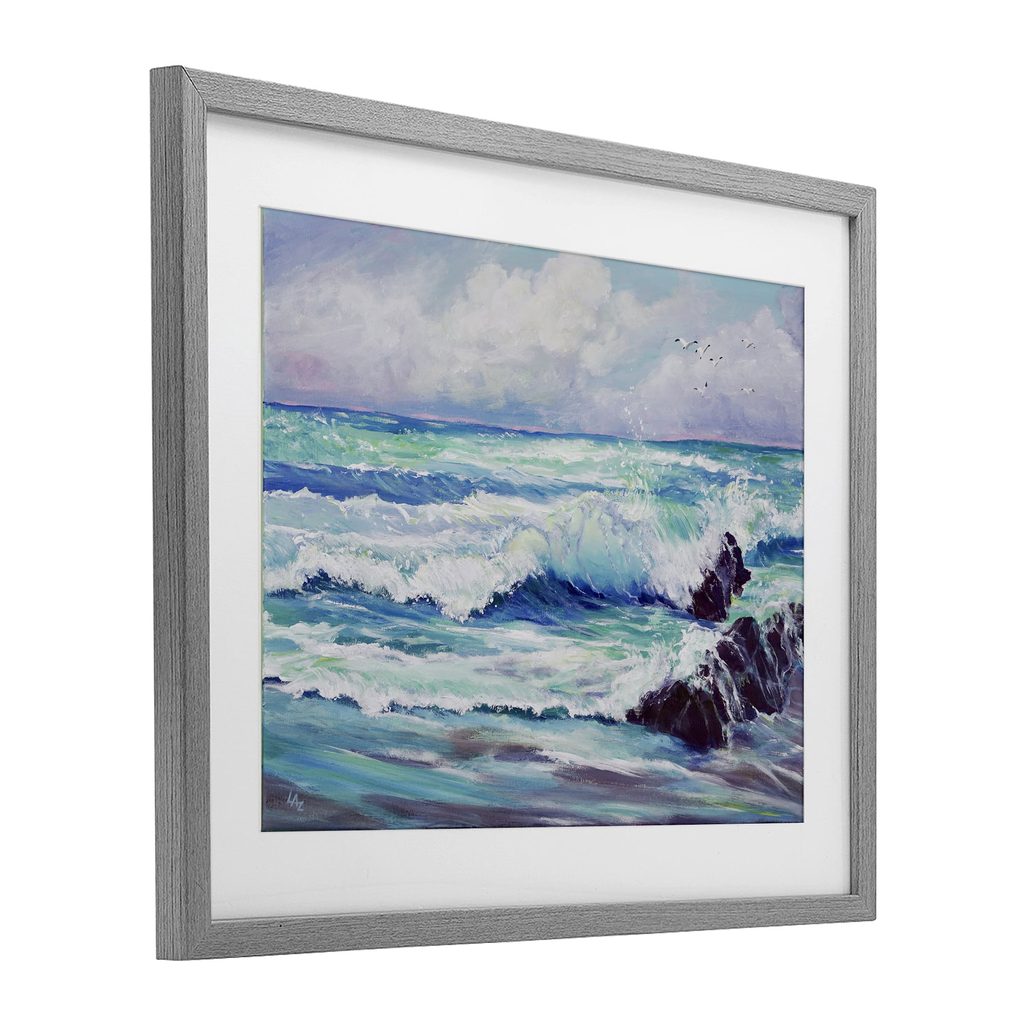 Stupell Industries Down By The Sea Gray Framed Print Under Glass, design by Lee Ann Zirbes