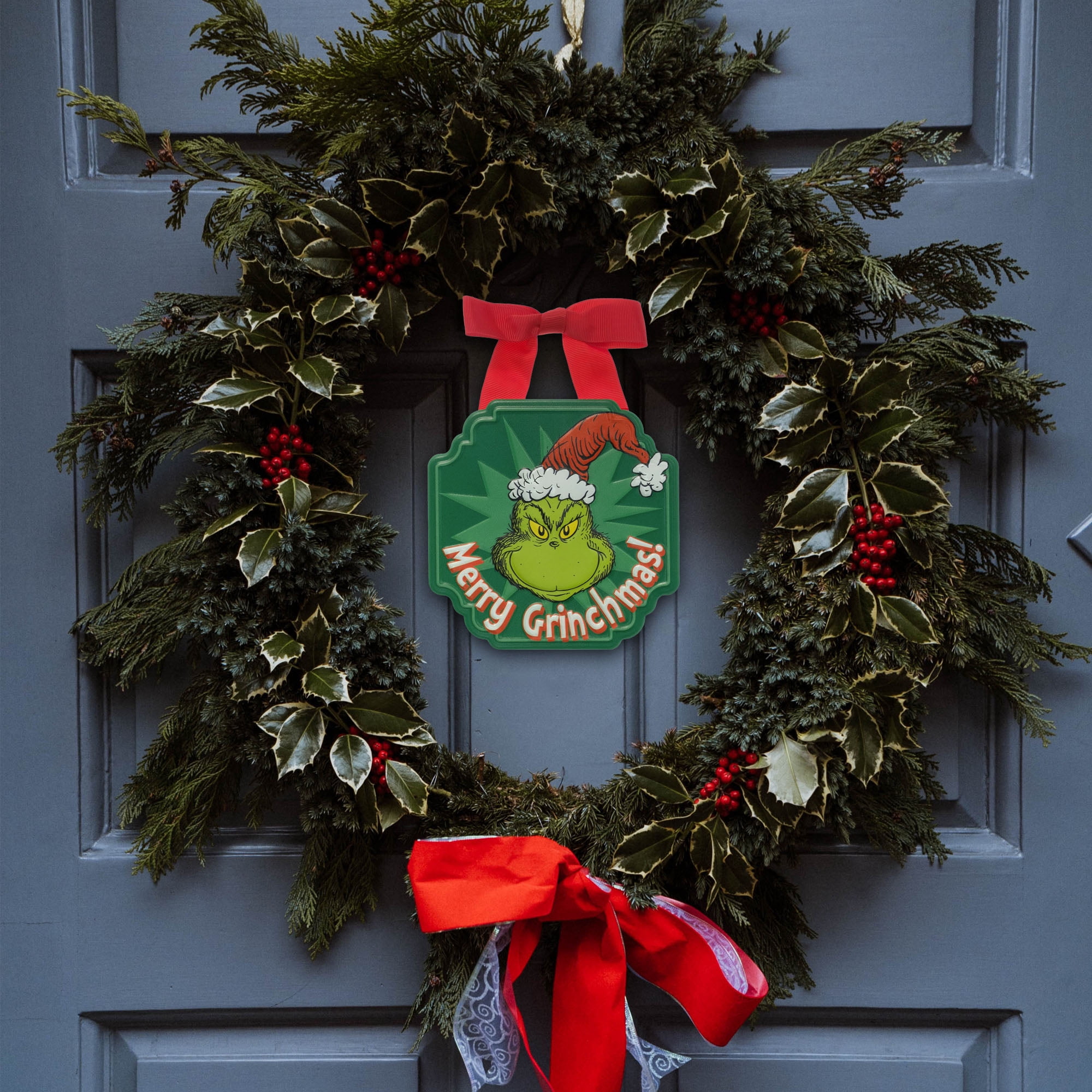 Grinch Mini Metal Hanging Sign 5-6 Inch - Merry Grinchmas