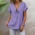 thumbnail image 5 of Lmueinov Tie Front Blouse for Women V-Neck Short Sleeve Relaxed Fit Casual Summer Shirt Soft Stretch Breathable Top, 5 of 6