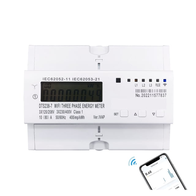 3 Phase 80A Tuya Smart Bidirectional Energy Meter Timer Power Consumption Monitor KWh Switch Wattmeter ,Easy to Install