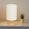 thumbnail image 4 of DOLITY Modern Bedside Table Lamp Wood Base Shade LED USB Rechargeable Nightlight White Linen, 4 of 6