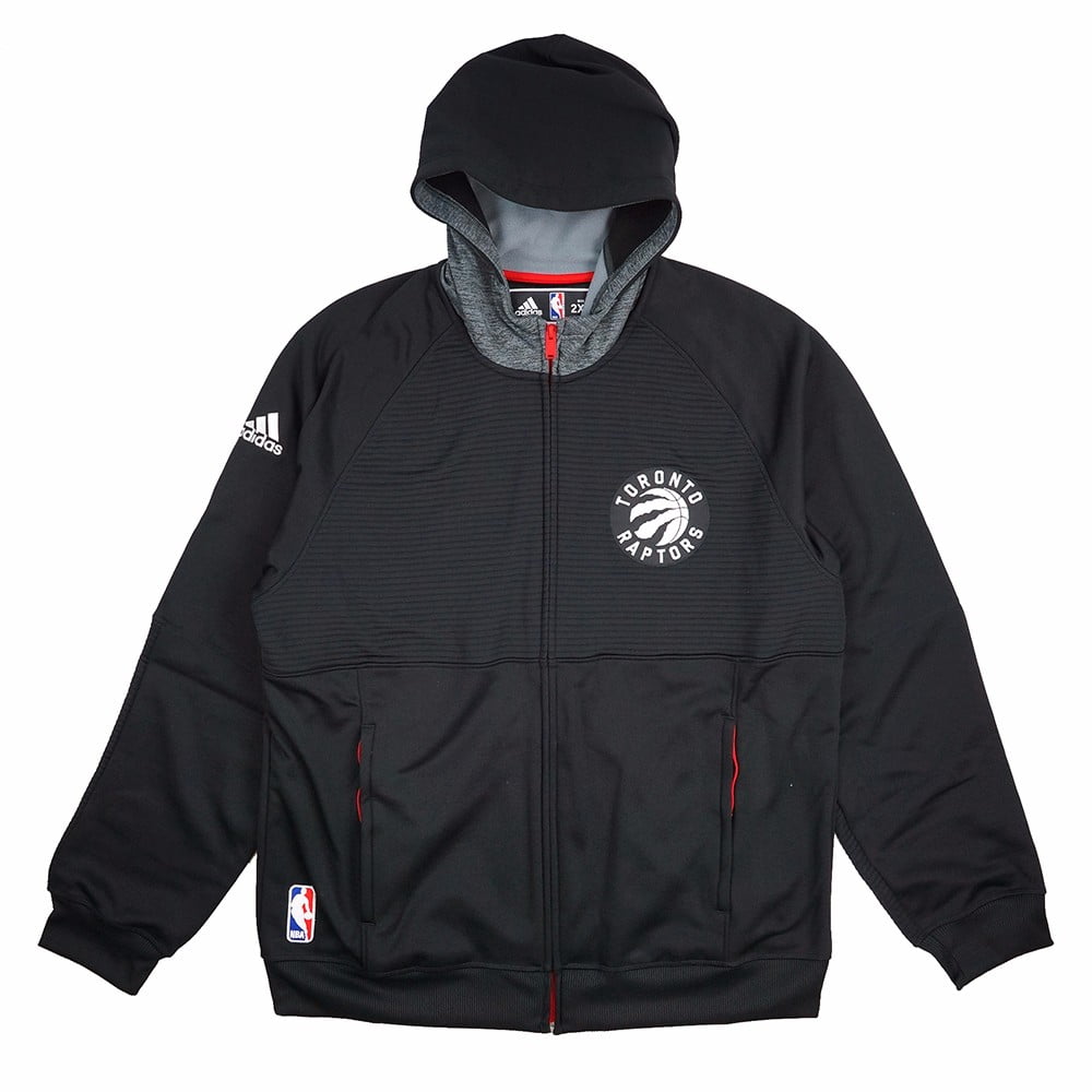 Toronto Raptors NBA Adidas Black Team Issued Pre-Game Full Zip Hooded Pro Cut Jacket For Men (3XL) by Adidas
