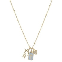 Believe by Brilliance Women's 14Kt Gold Flash Plated Cubic Zirconia "Faith" Charm Necklace, 18 2"