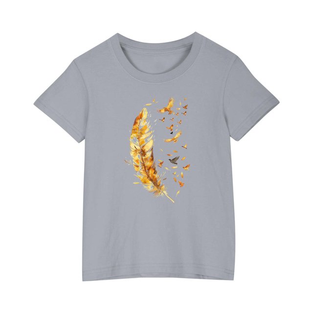 Yanlir Blouses Décontractées pour Enfants T-shirt Imprimé Mignon Été Garçons Filles T-shirt Mode Col Rond Imprimé Manches Courtes Hauts 3-10 Ans (Gris, 4 Ans)