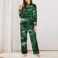 thumbnail image 2 of Salouo Ferns Leave Green Foliage Pattern Women's Pajamas Set Long Sleeve Button Down Sleepwear Soft Pj Lounge Sets for women 2 Piece Pjs Set with Long Pants-Small, 2 of 7