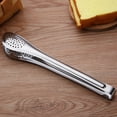 thumbnail image 4 of Toystoory Pinza de acero inoxidable para pan y comida, pinzas estables flexibles resistentes al desgaste, fuerte resistencia al calor, abrazadera para Cocina y Comedor Plata 28x4.7 cm Toystoory JJ17596-04, 4 of 6