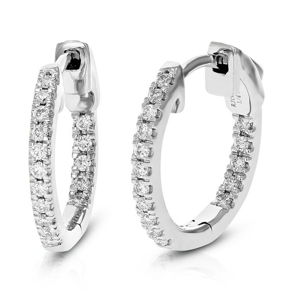 Vir Jewels 1/4 CTTW Lab Grown Diamond Hoops Earrings in Sterling Silver With Latch Backs For Women